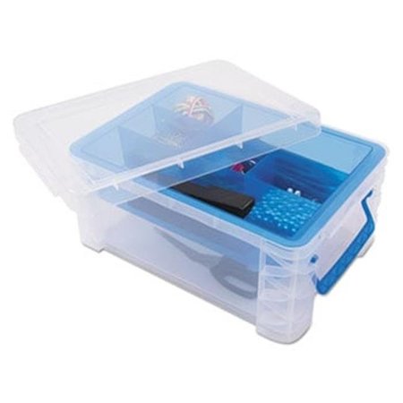 WORKSTATIONPRO 10.3 x 14.25 x 6.5 in. Super Stacker Divided Storage Box; Clear with Blue Tray & Handles TH687824